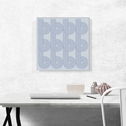 Art Deco Blue Line Shapes on Baby Blue