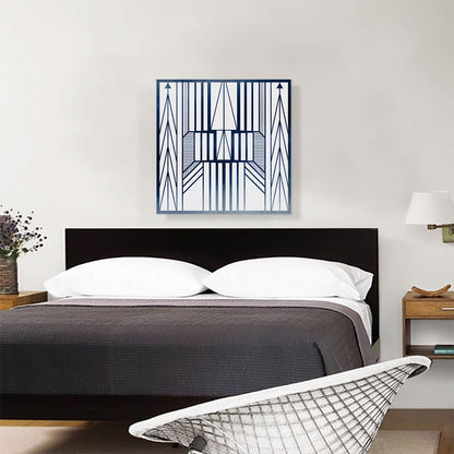 Art Deco Blue Lines on White Geometric Design