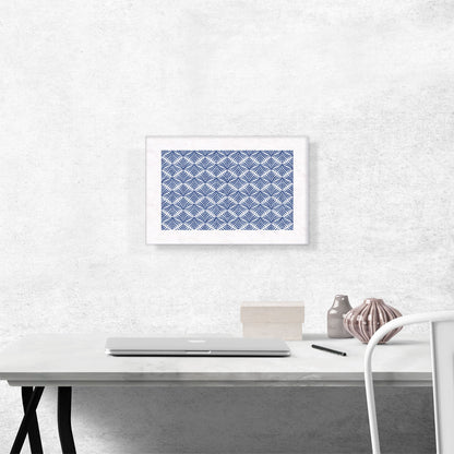 Art Deco Blue Organic Shapes on White