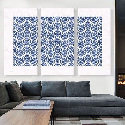 Art Deco Blue Organic Shapes on White