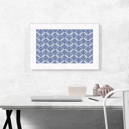 Art Deco Blue Organic Shapes on White