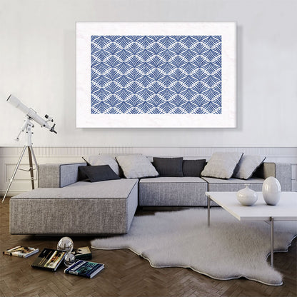 Art Deco Blue Organic Shapes on White