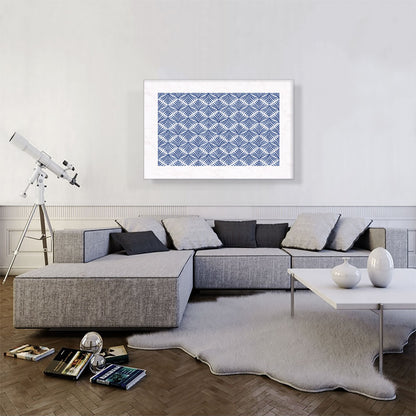 Art Deco Blue Organic Shapes on White