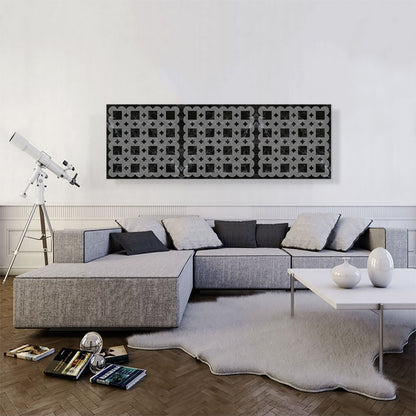 Art Deco Circles Squares on Black Panoramic