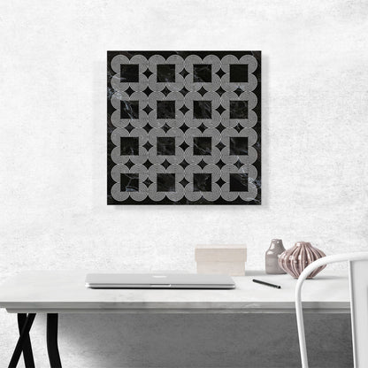 Art Deco Circles Squares on Black