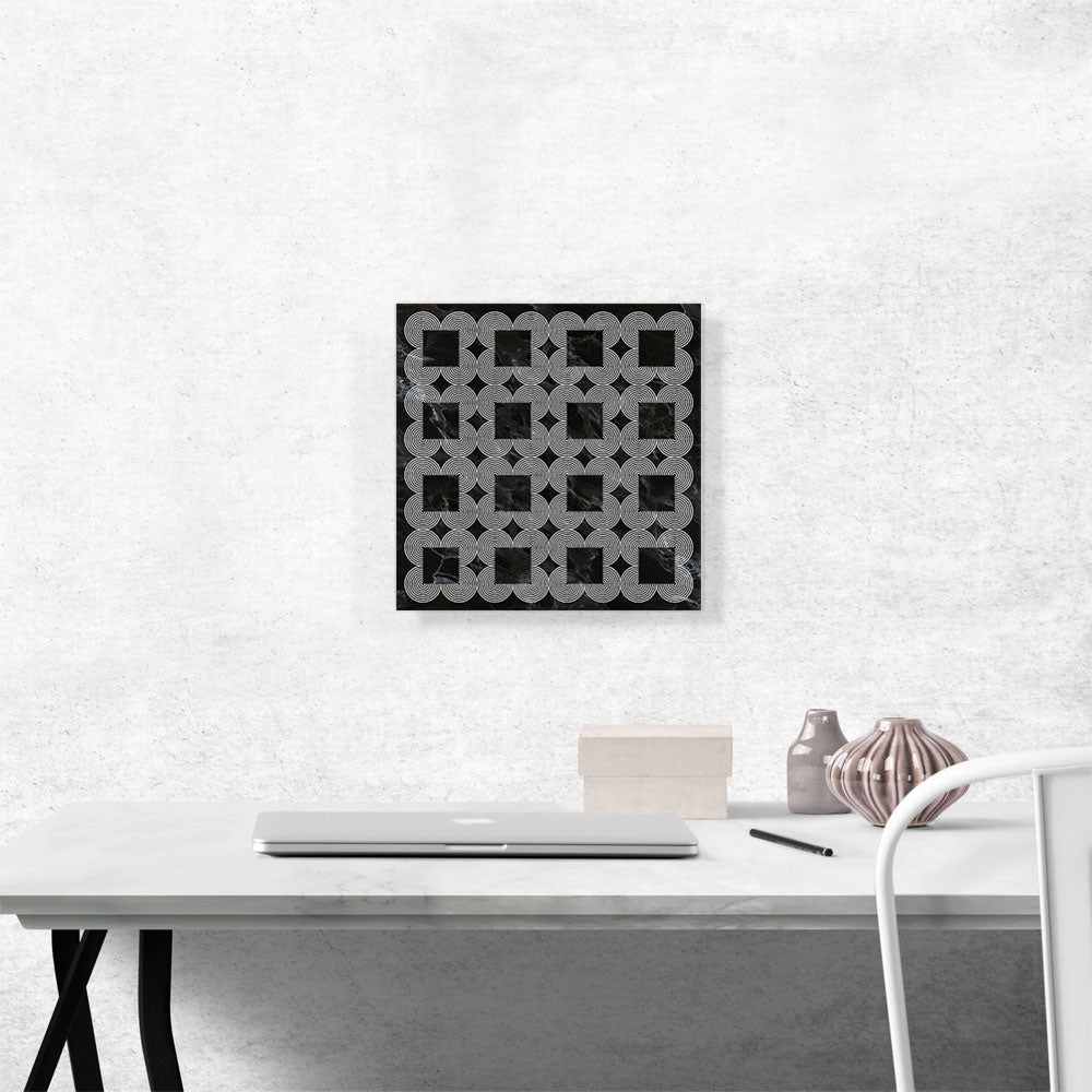 Art Deco Circles Squares on Black