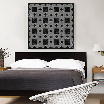 Art Deco Circles Squares on Black