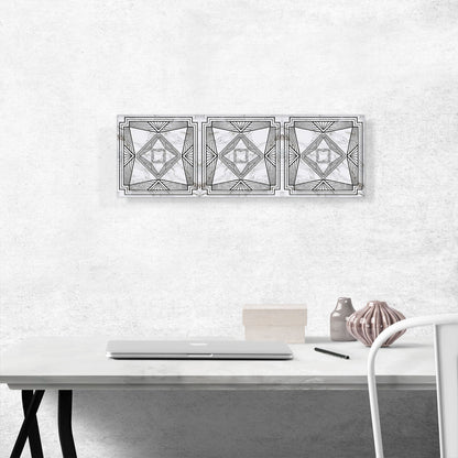 Art Deco Black Geometric Lines on White Panoramic