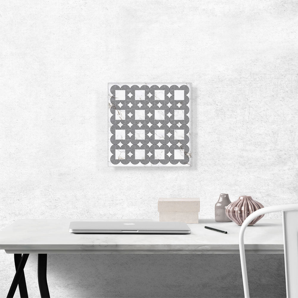 Art Deco Circles Squares on White