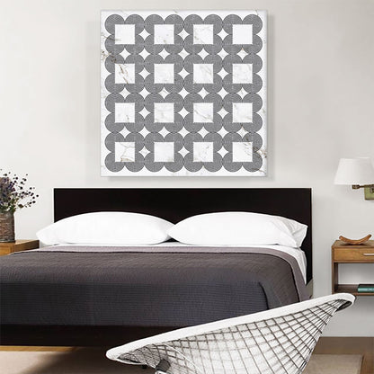 Art Deco Circles Squares on White