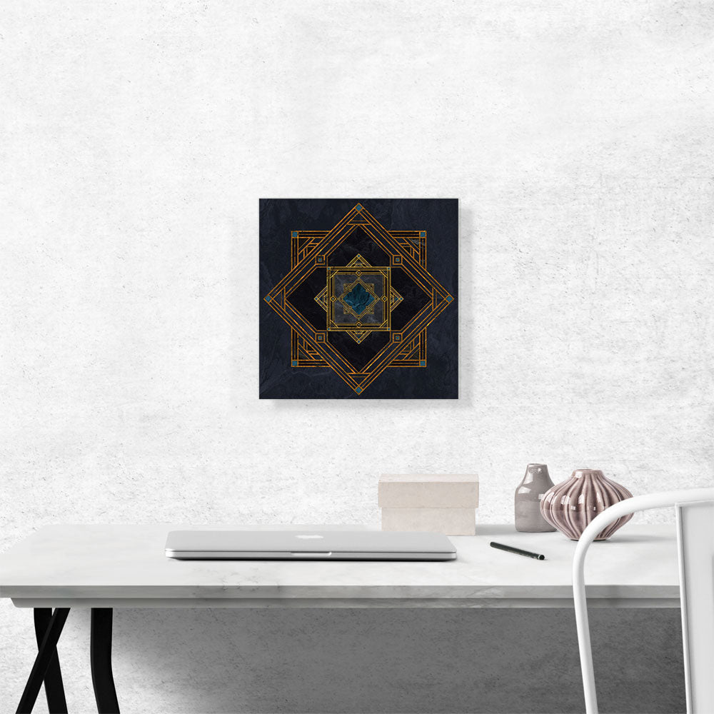 Art Deco Dark Blue Yellow Squares