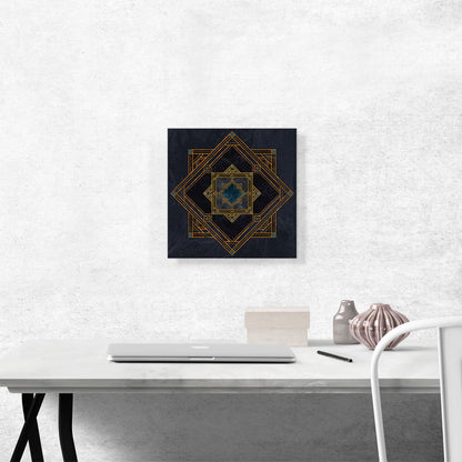 Art Deco Dark Blue Yellow Squares