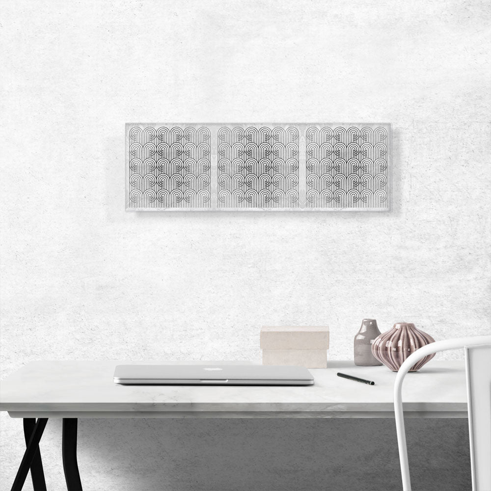 Art Deco Geometric Gray White Panoramic
