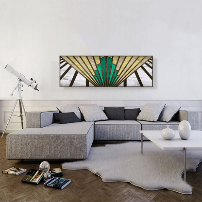 Art Deco Geometric Yellow Green Black Panoramic