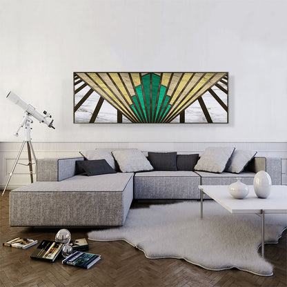 Art Deco Geometric Yellow Green Black Panoramic