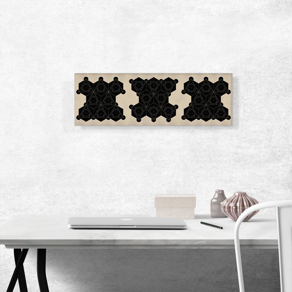 Art Deco Black Geometric Shapes on Tan Panoramic