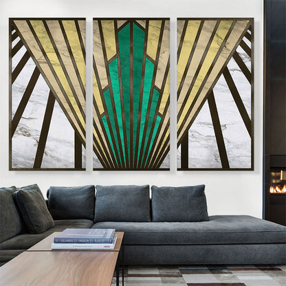 Art Deco Geometric Yellow Green Black