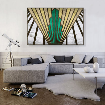 Art Deco Geometric Yellow Green Black