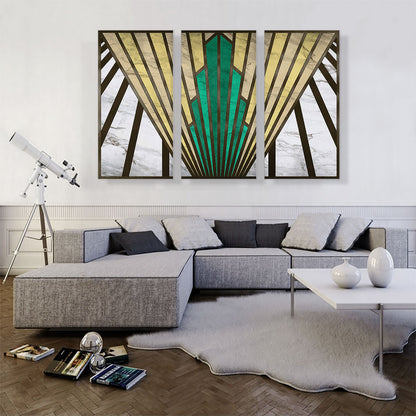 Art Deco Geometric Yellow Green Black