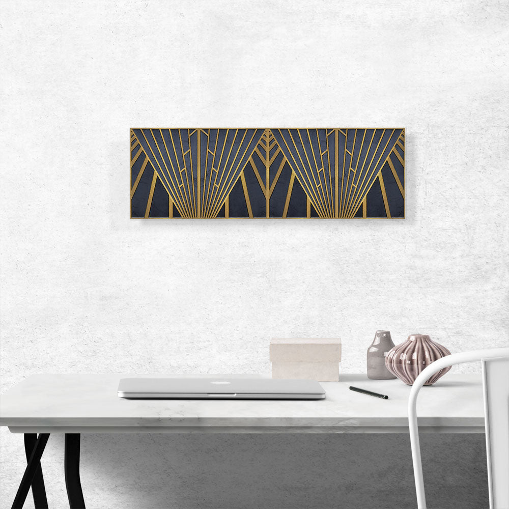 Art Deco Geometric Yellow Navy Blue Panoramic