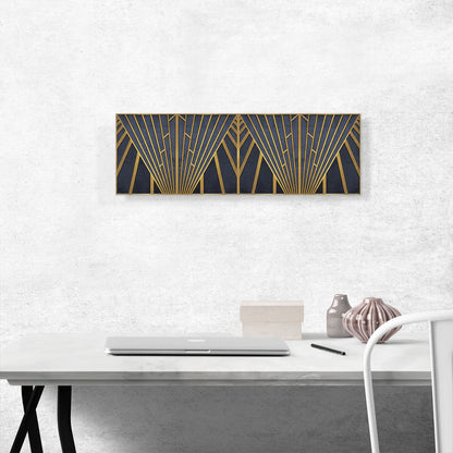 Art Deco Geometric Yellow Navy Blue Panoramic