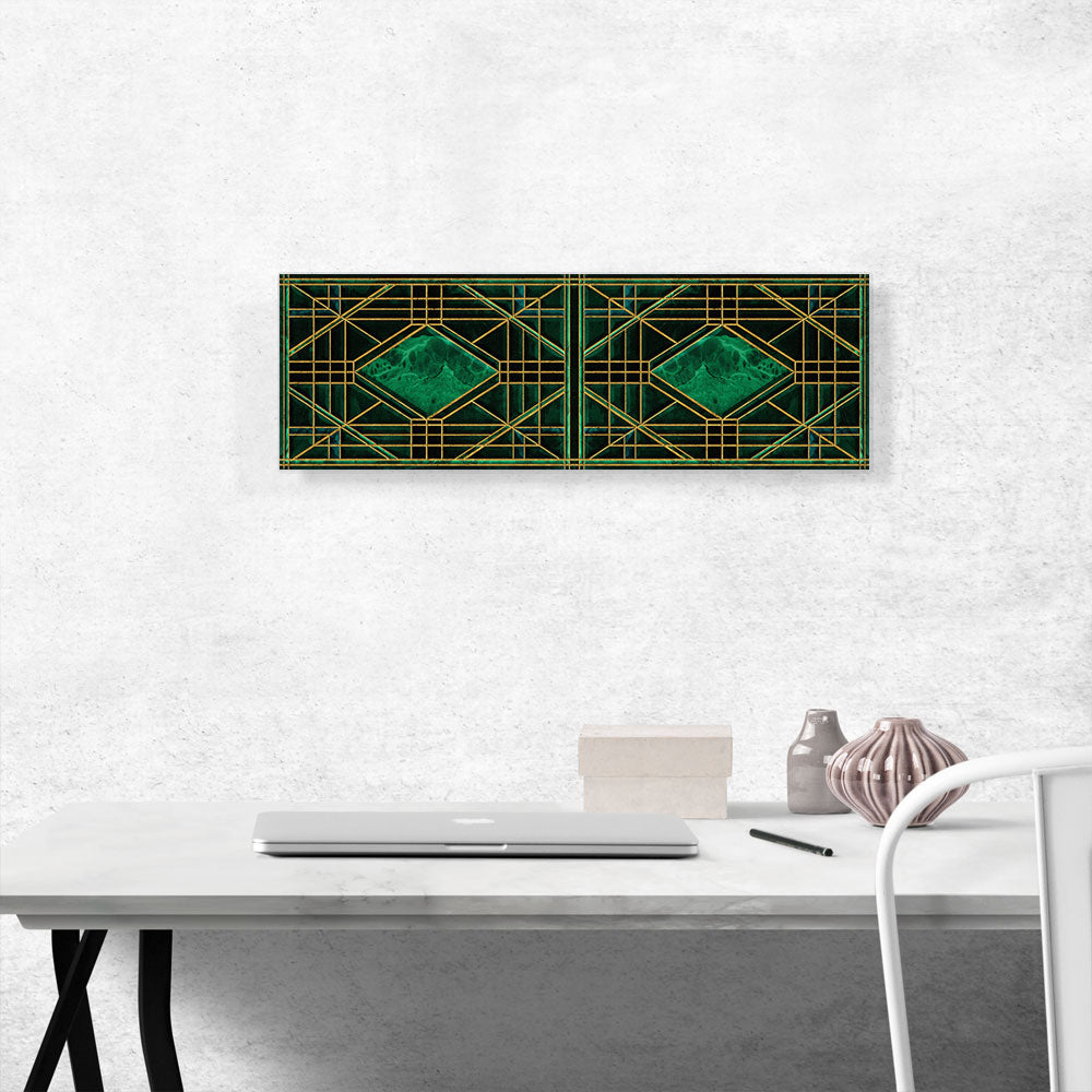 Art Deco Jade-Green Design on Black Panoramic
