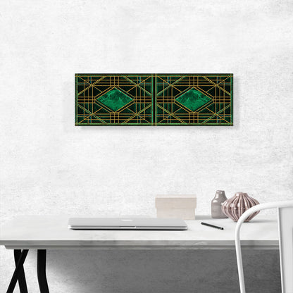 Art Deco Jade-Green Design on Black Panoramic