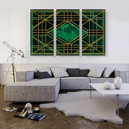 Art Deco Jade-Green Design on Black