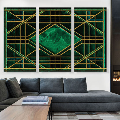 Art Deco Jade-Green Design on Black