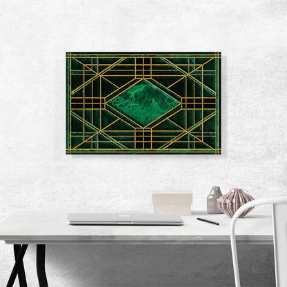 Art Deco Jade-Green Design on Black