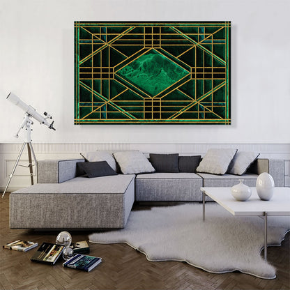 Art Deco Jade-Green Design on Black