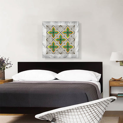 Art Deco Jade-Green Yellow Shapes on Gray