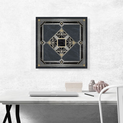 Art Deco Squares Diamonds on Dark Gray