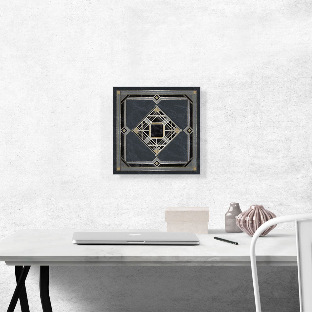 Art Deco Squares Diamonds on Dark Gray