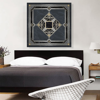 Art Deco Squares Diamonds on Dark Gray