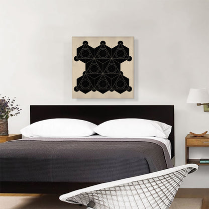 Art Deco Black Geometric Shapes on Tan