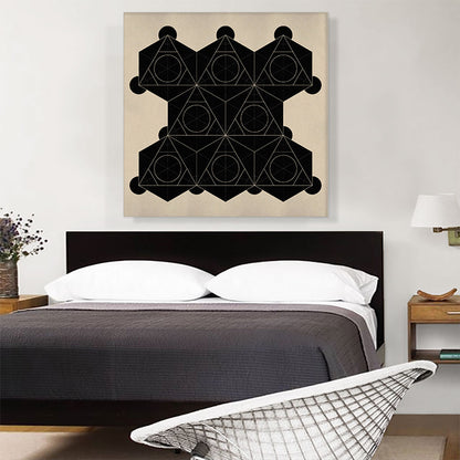 Art Deco Black Geometric Shapes on Tan