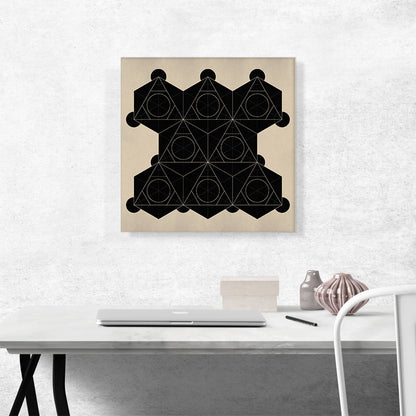 Art Deco Black Geometric Shapes on Tan