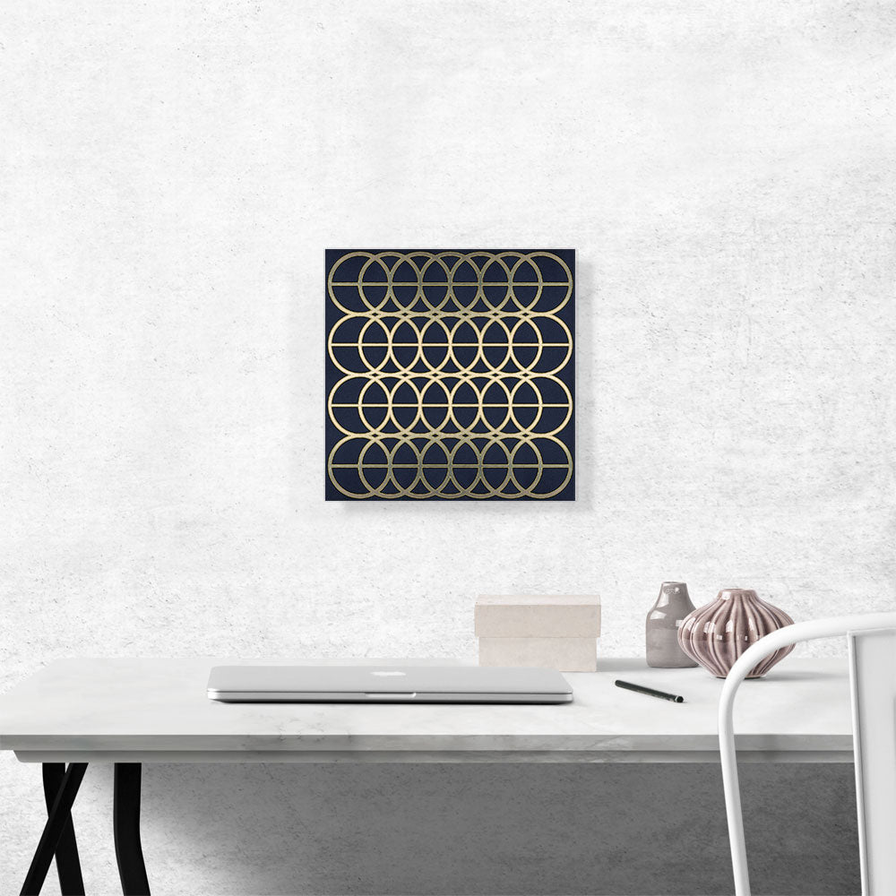 Art Deco Tan Circles on Blue