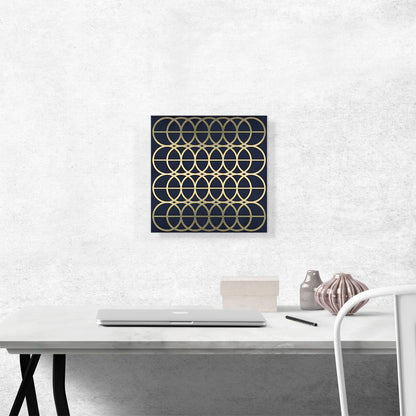 Art Deco Tan Circles on Blue
