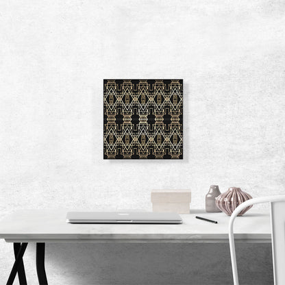 Art Deco Tan Design on Black Square