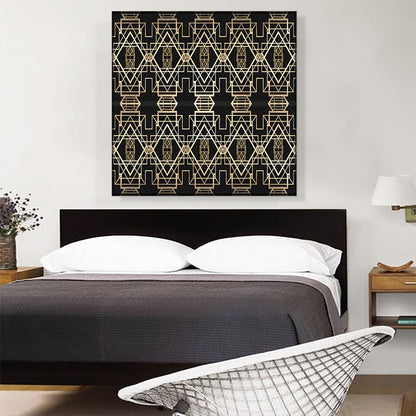Art Deco Tan Design on Black Square