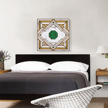 Art Deco Tan Jade Green Design on White