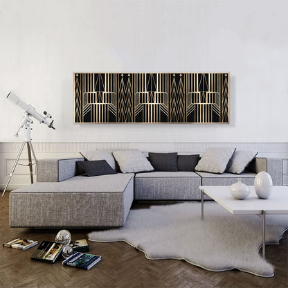 Art Deco Tan Yellow Geometric Design Panoramic