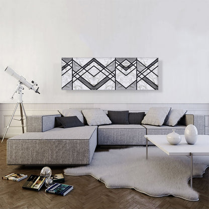 Art Deco Black Lines on White Gray Panoramic