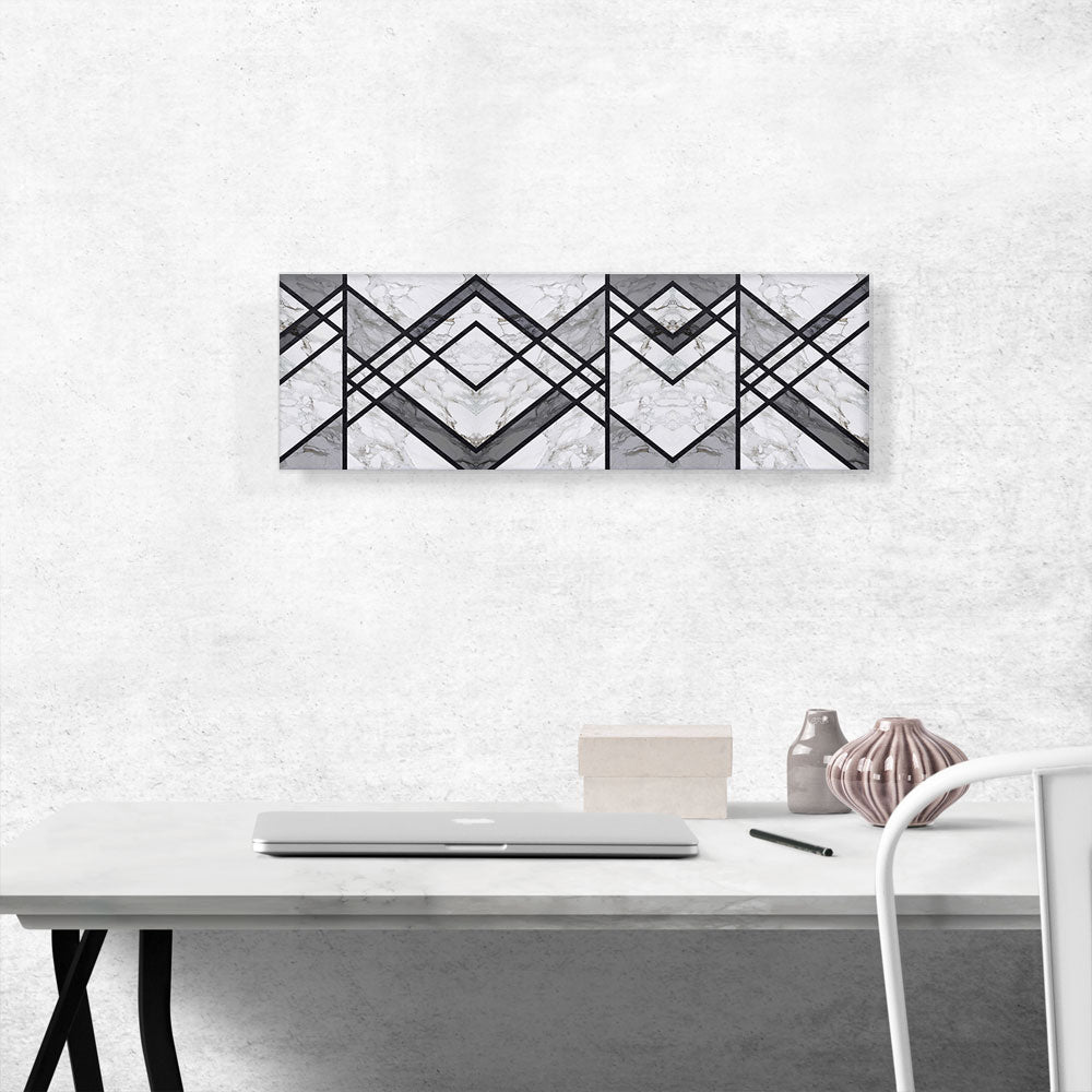 Art Deco Black Lines on White Gray Panoramic