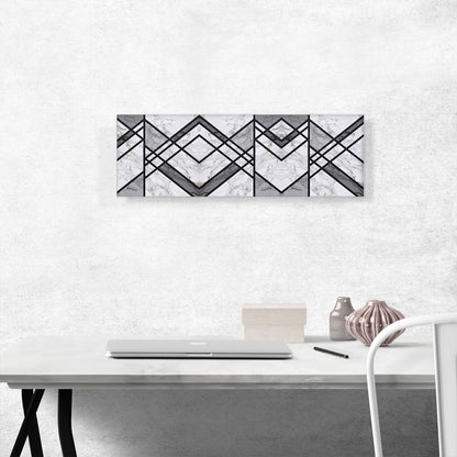 Art Deco Black Lines on White Gray Panoramic