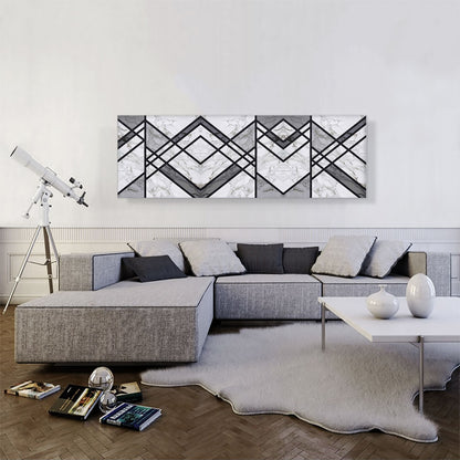 Art Deco Black Lines on White Gray Panoramic