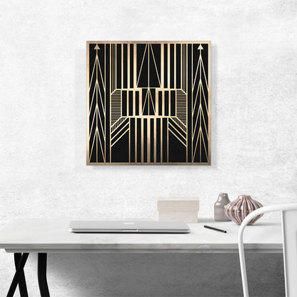 Art Deco Tan Yellow Lines Geometric Design