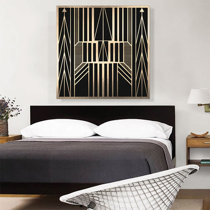 Art Deco Tan Yellow Lines Geometric Design